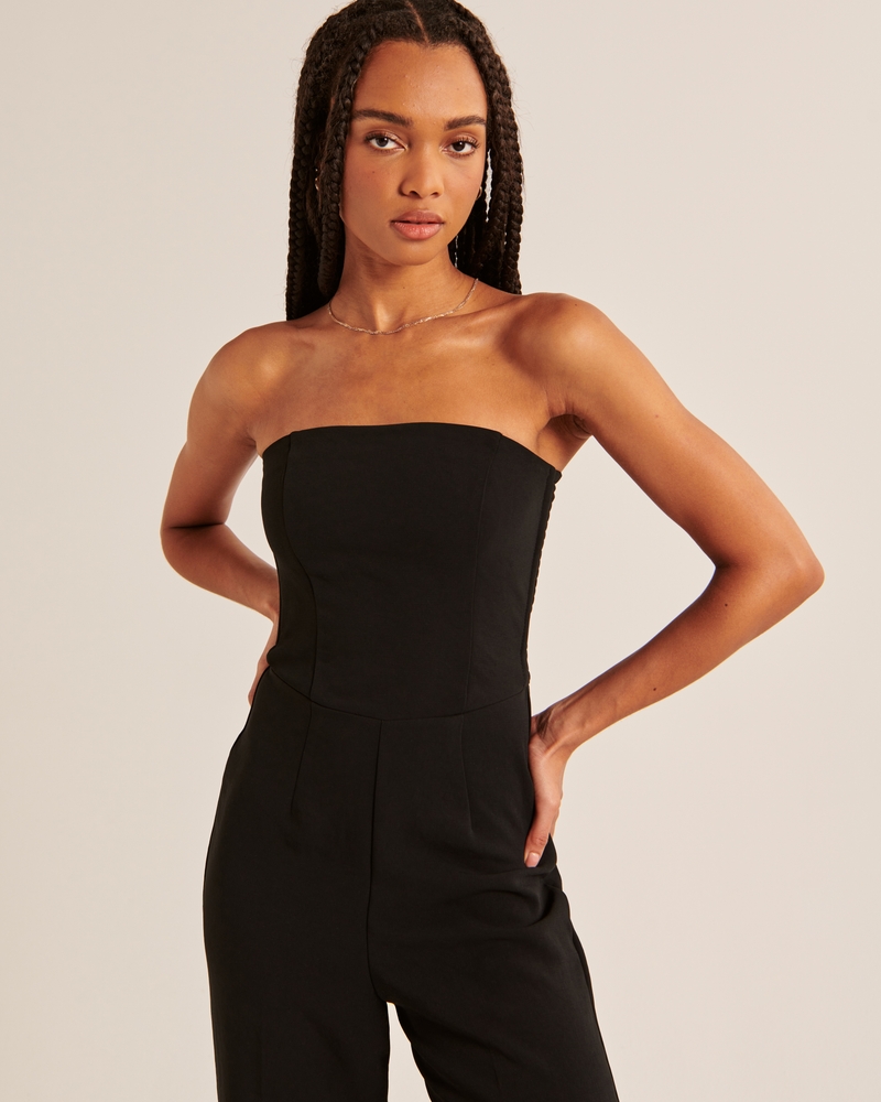 LONG CREPE JUMPSUIT - Black