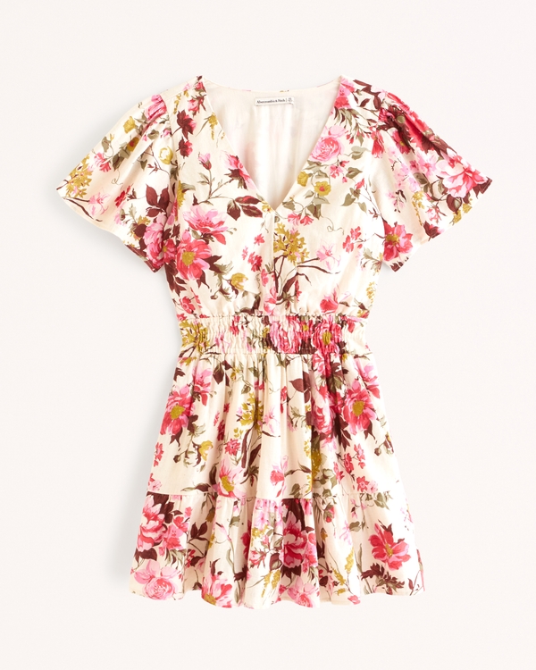Femme Smocked Waist Tiered Mini Dress | Femme Robes et combinaisons | Abercrombie.com