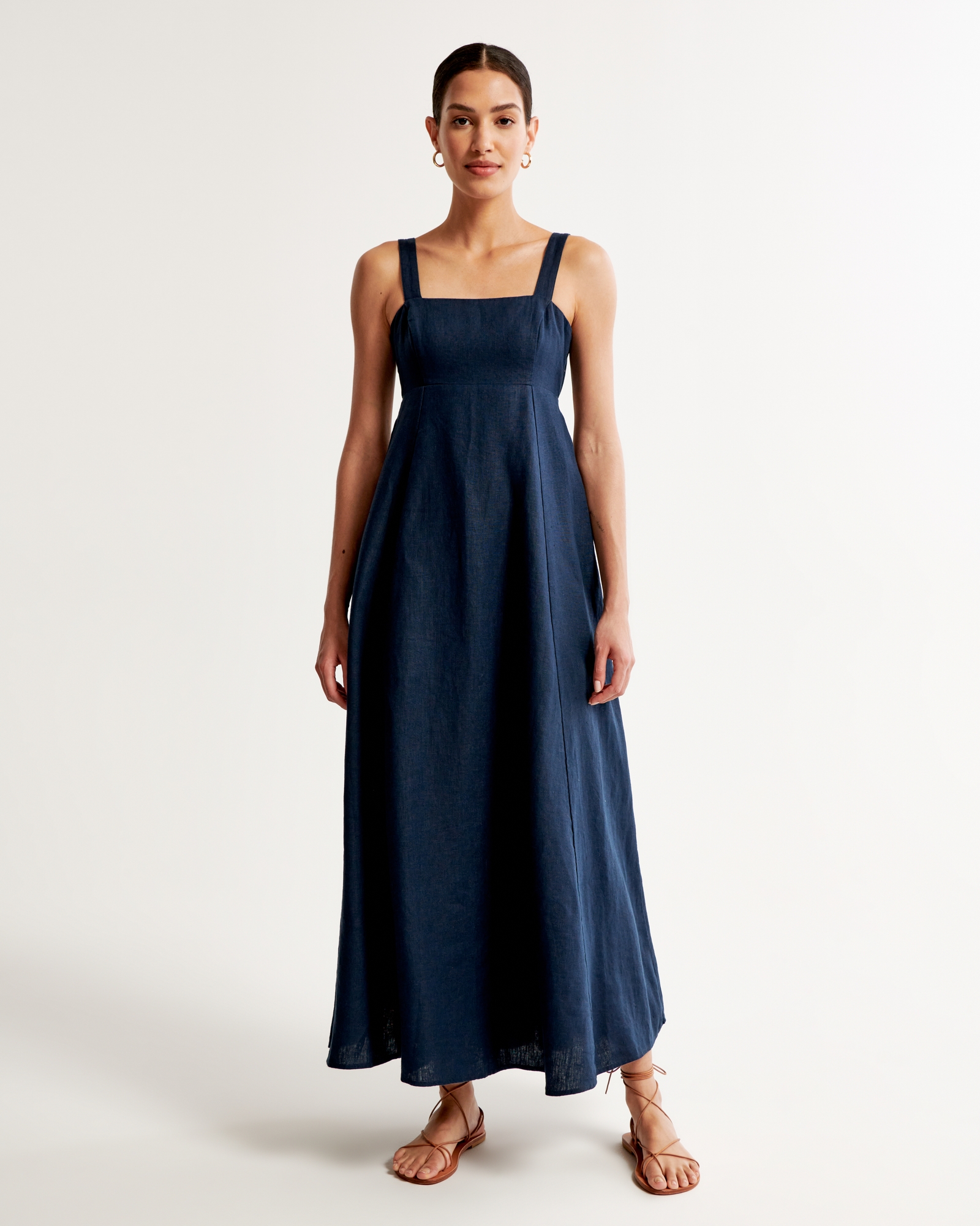 Premium Linen Bow Back Maxi Dress