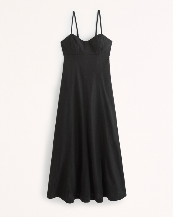Women's Linen-Blend Sweetheart Midi Dress | Women's Clearance ...