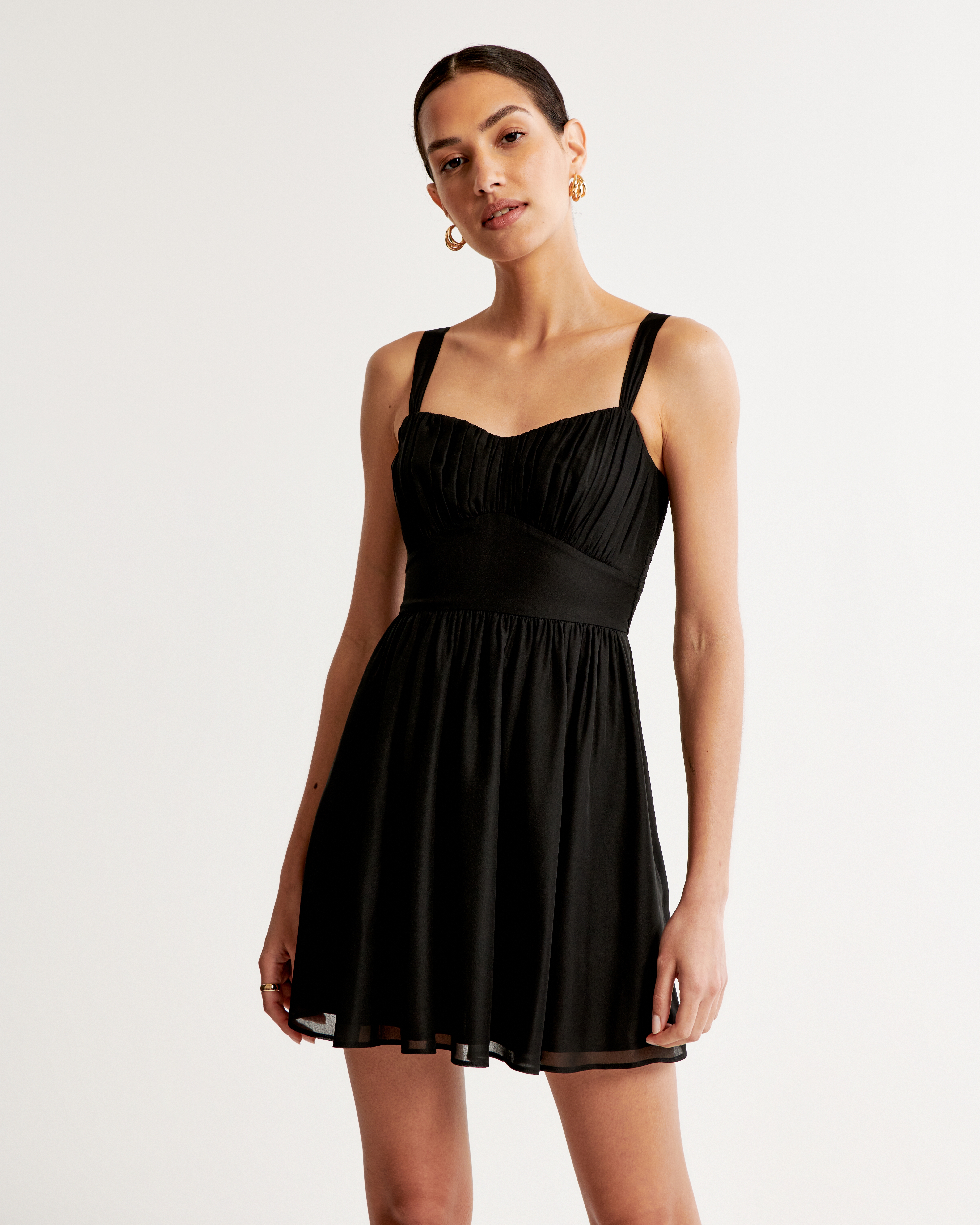 Ruched Chiffon Mini Dress