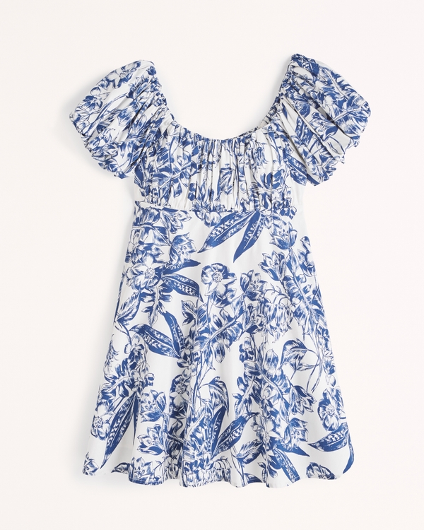 Women's Ruched Puff Sleeve Mini Dress | Women's Clearance | Abercrombie.com