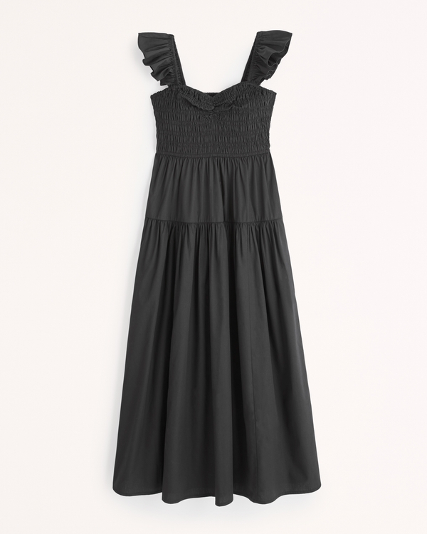 Women's Ruffle Strap Smocked Midi Dress | Women's Dresses & Jumpsuits | Abercrombie.com