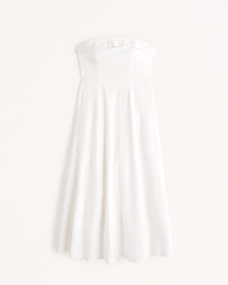Women's Strapless Linen-Blend Midi Dress | Women's Sale