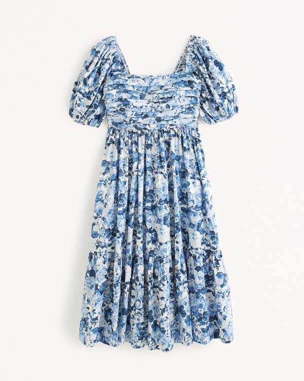 Women's Emerson Poplin Puff Sleeve Midi Dress | Women's Sale | Abercrombie.com
