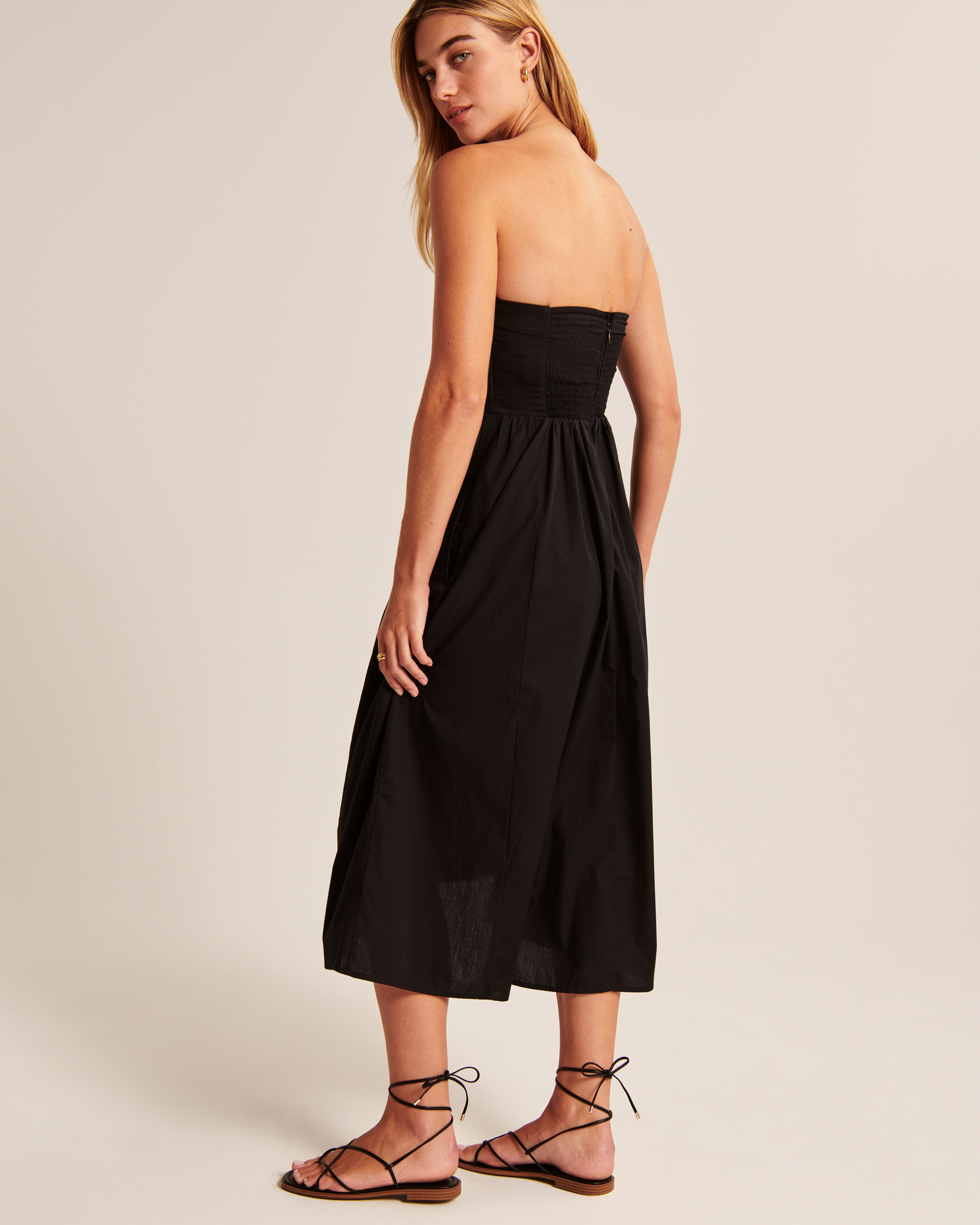 Women's Emerson Strapless Poplin Midi Dress | Women's Clearance