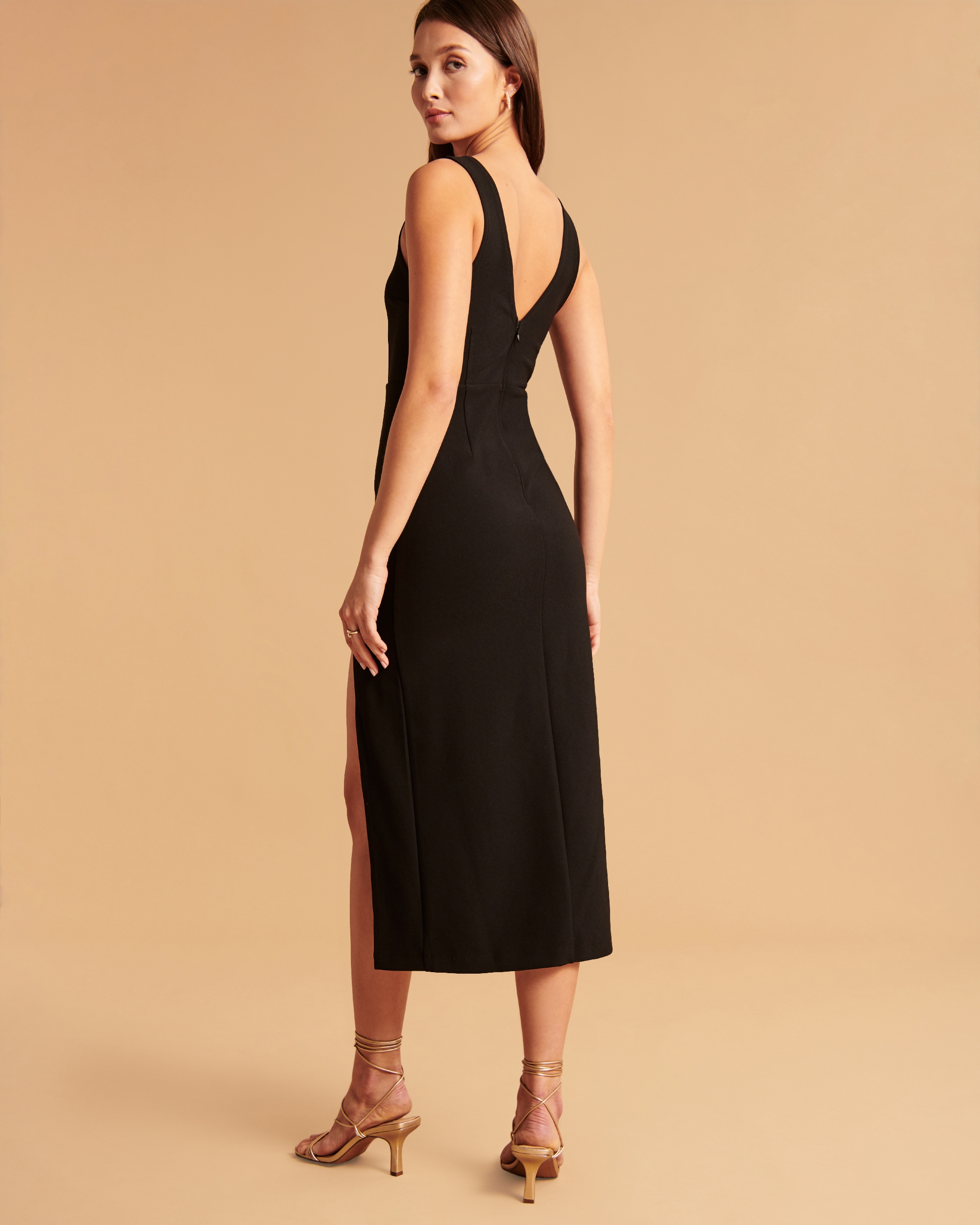 Black midi 2024 dress v neck