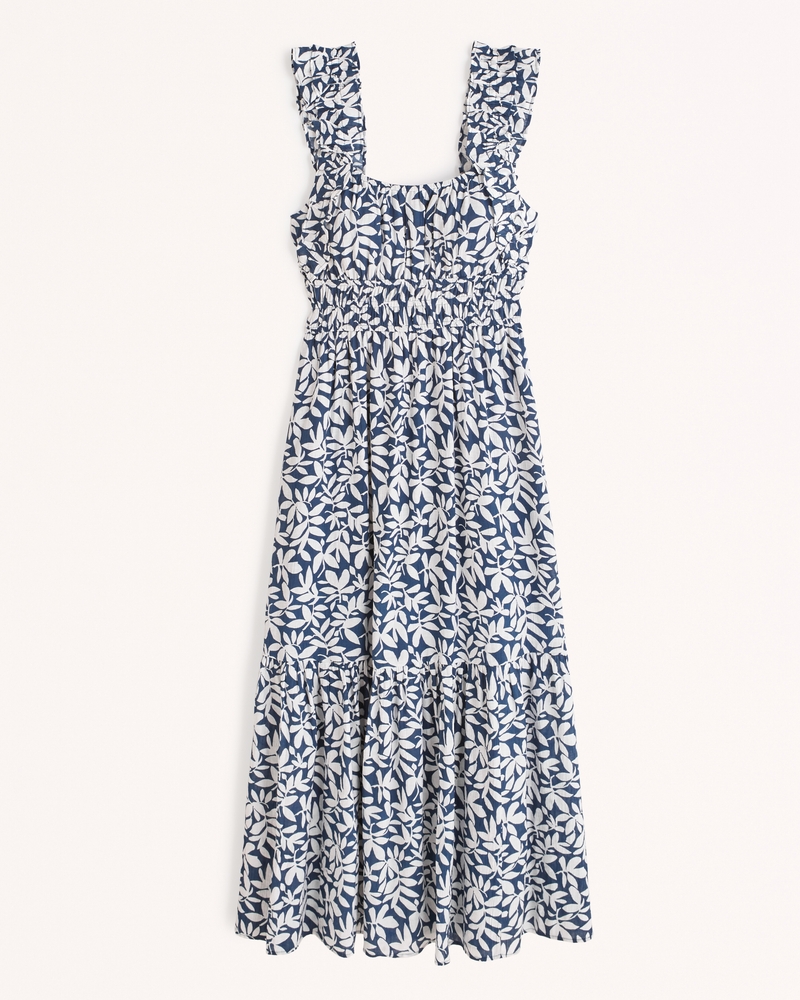 Ruffle Strap Textured Maxi Dress