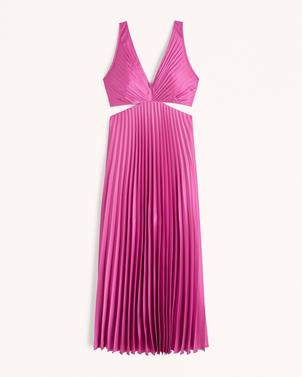 Women's Satin Pleated Cutout Maxi Dress | Women's Dresses & Jumpsuits | Abercrombie.com