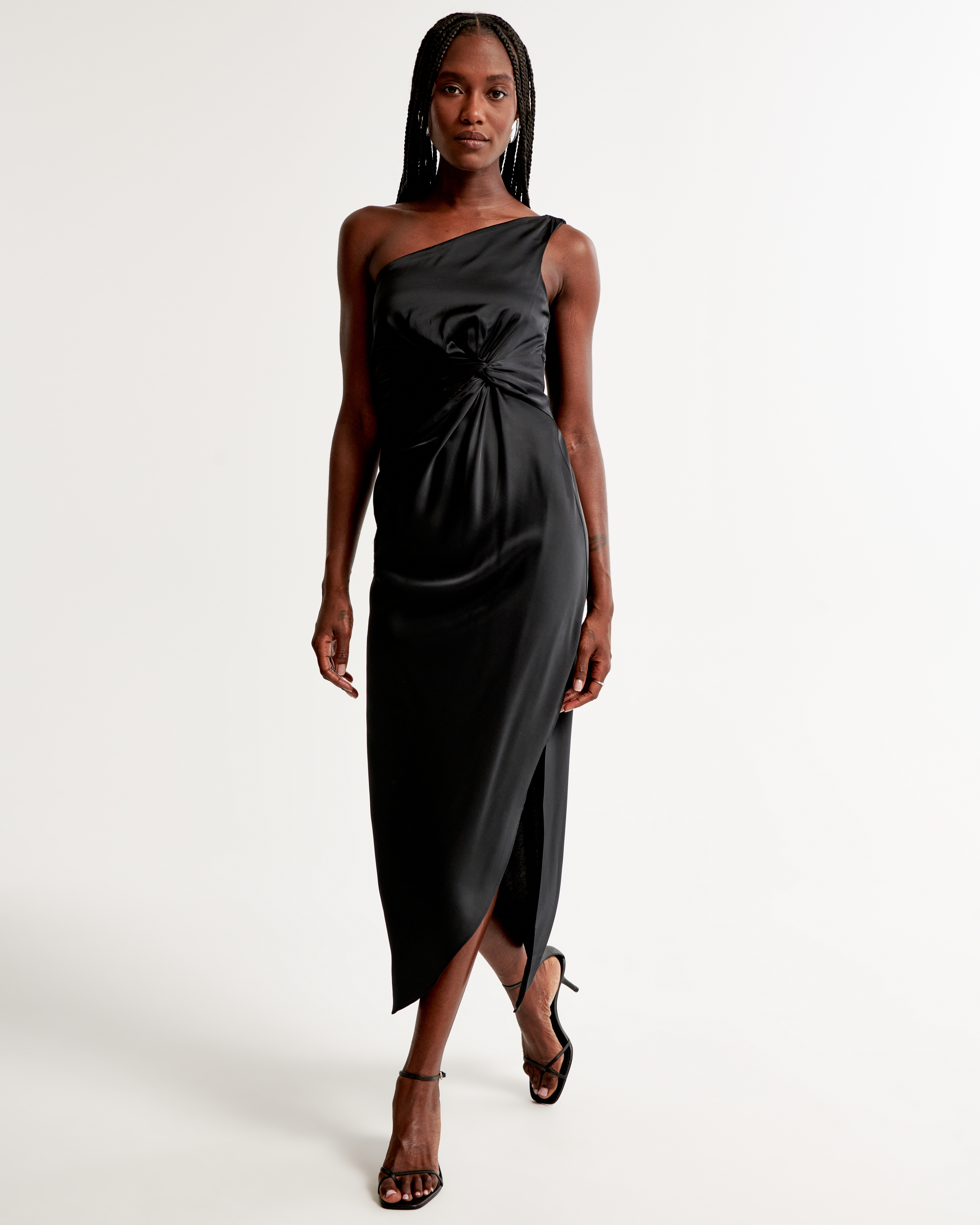 Black midi outlet one shoulder dress