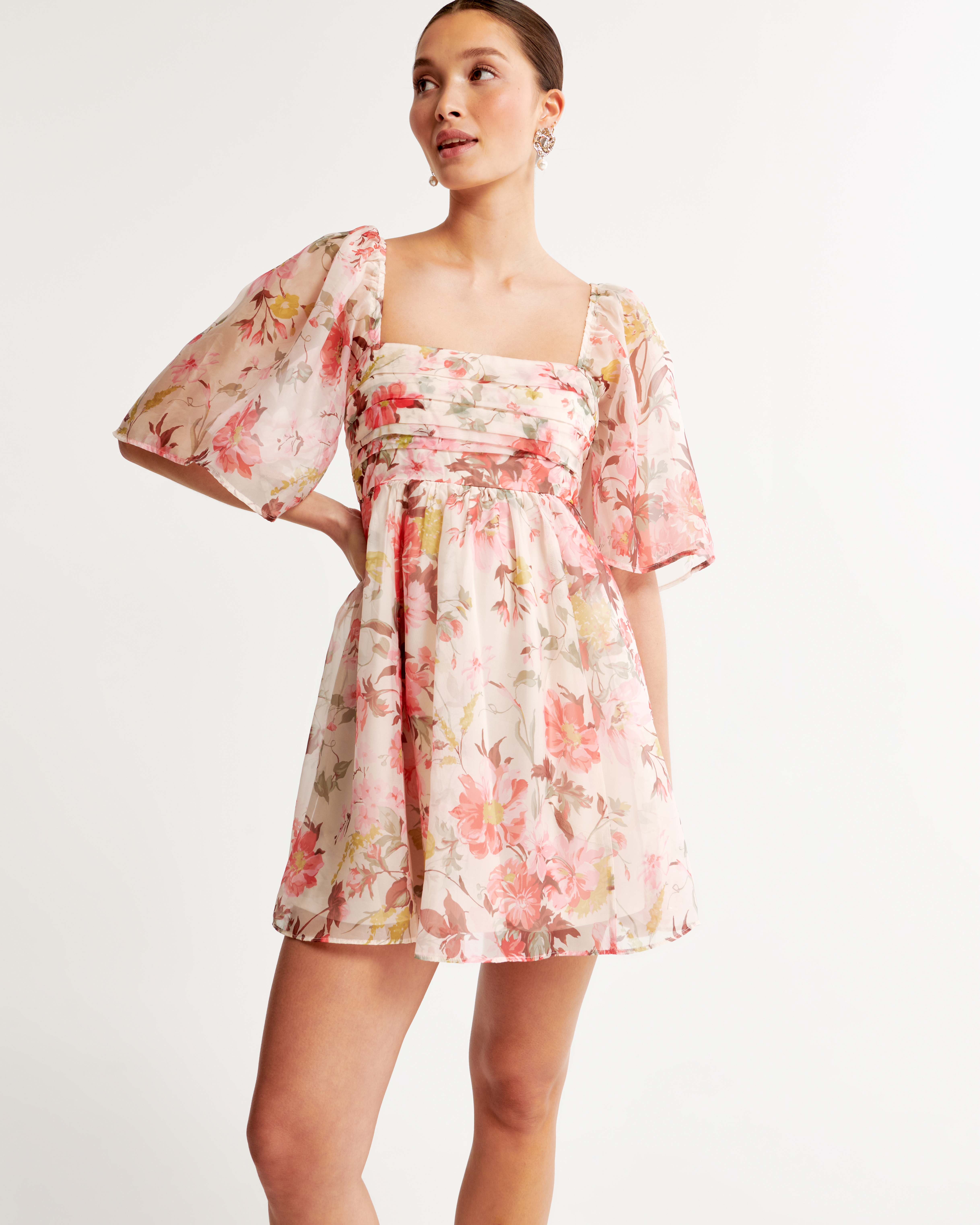 Women's Emerson Ruched Angel Sleeve Mini Dress | Women's New