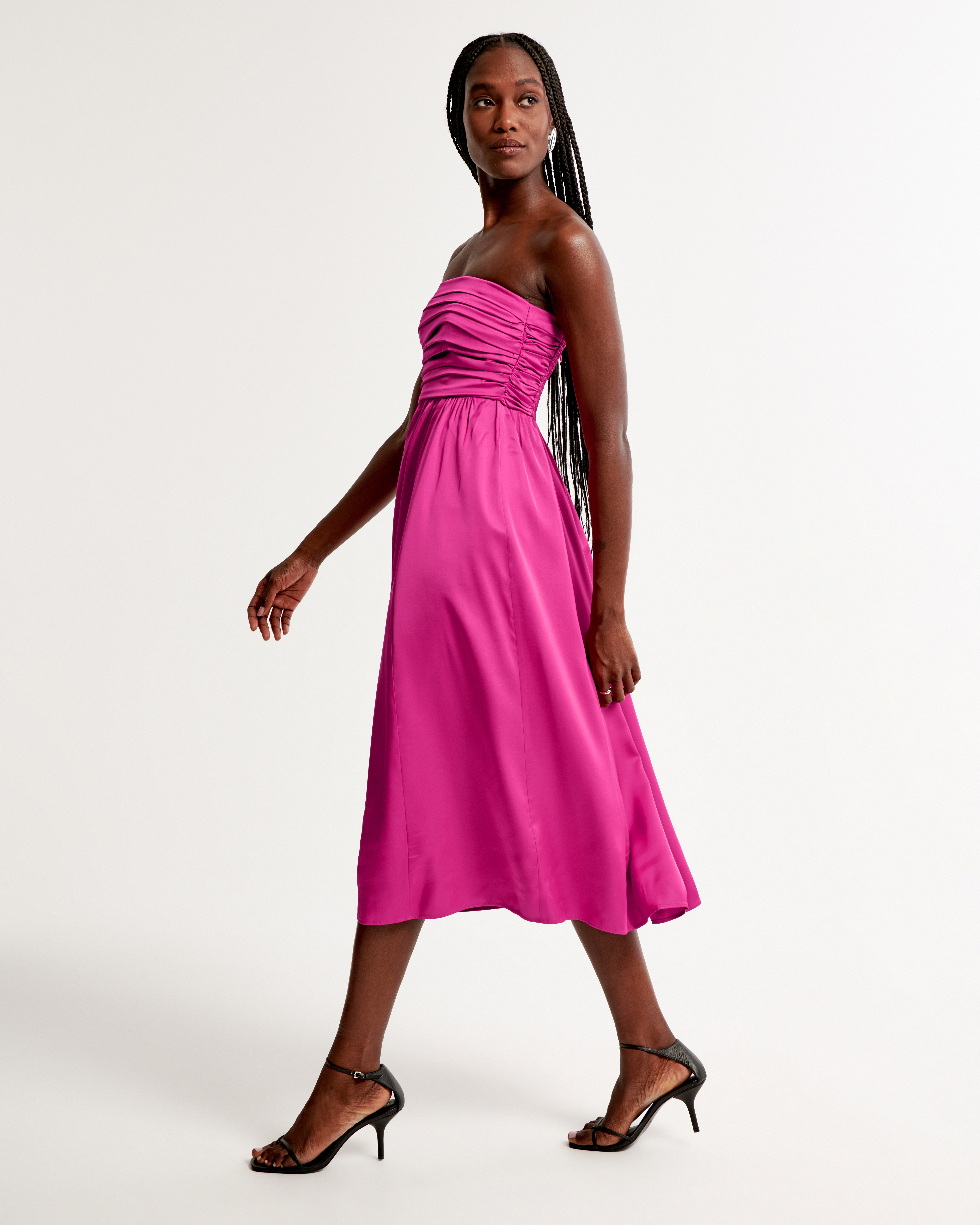 Pink strapless outlet midi dress