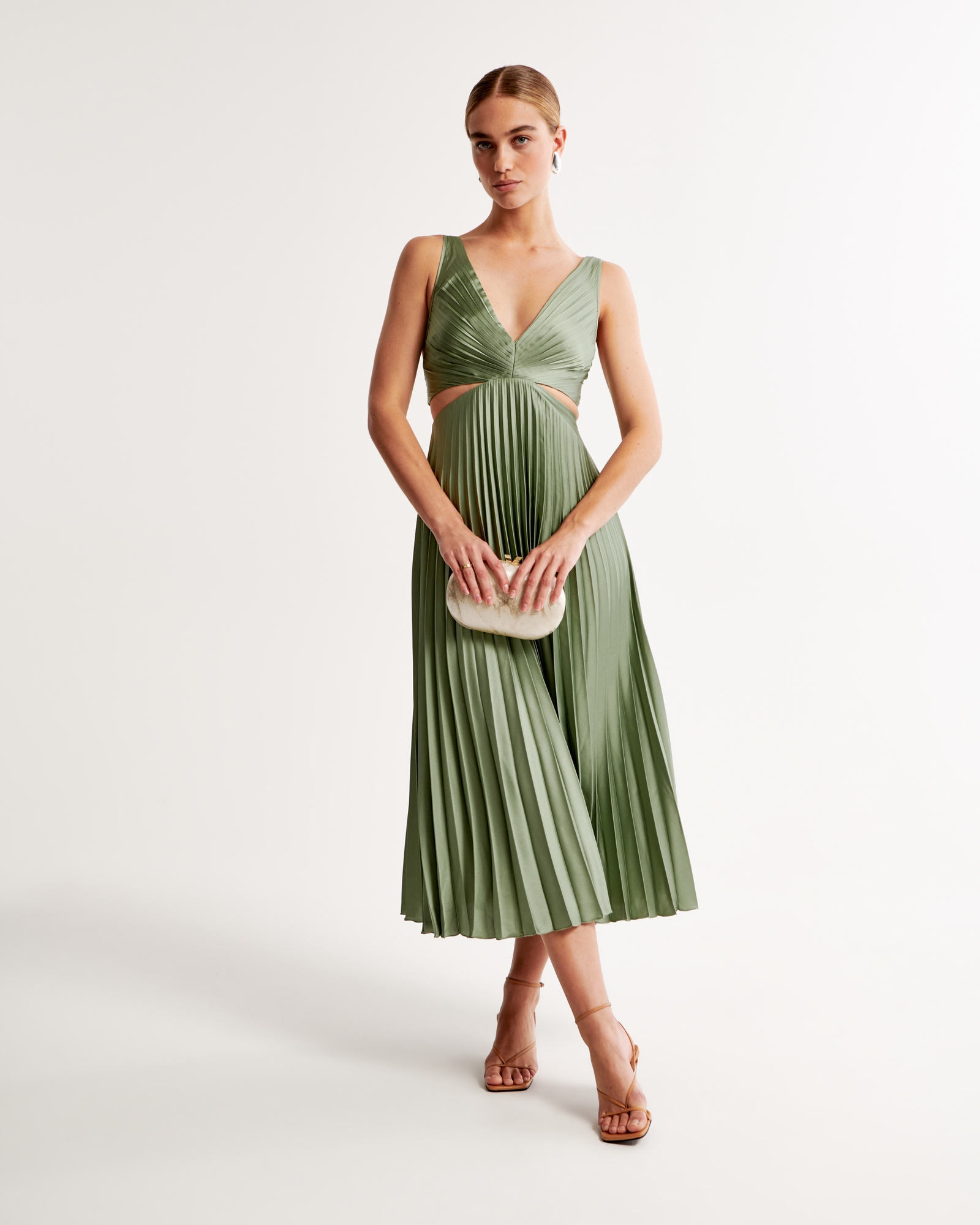 satin pleated cutout maxi dress abercrombie absalz on LTK