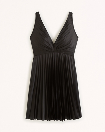 Mini Robe Plissée à Manches Longues En PVC Brillant Pour Femme - Tenue Sensuelle Et Audacieuse