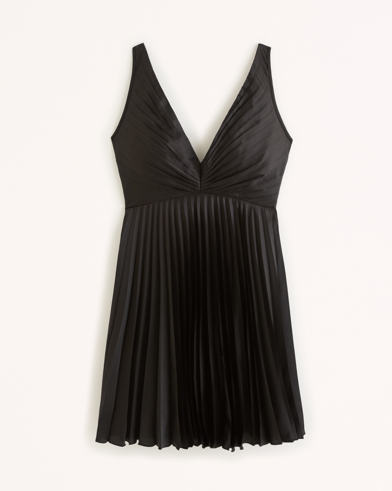 Women's Plunge Pleated Mini Dress Women's Dresses & Jumpsuits