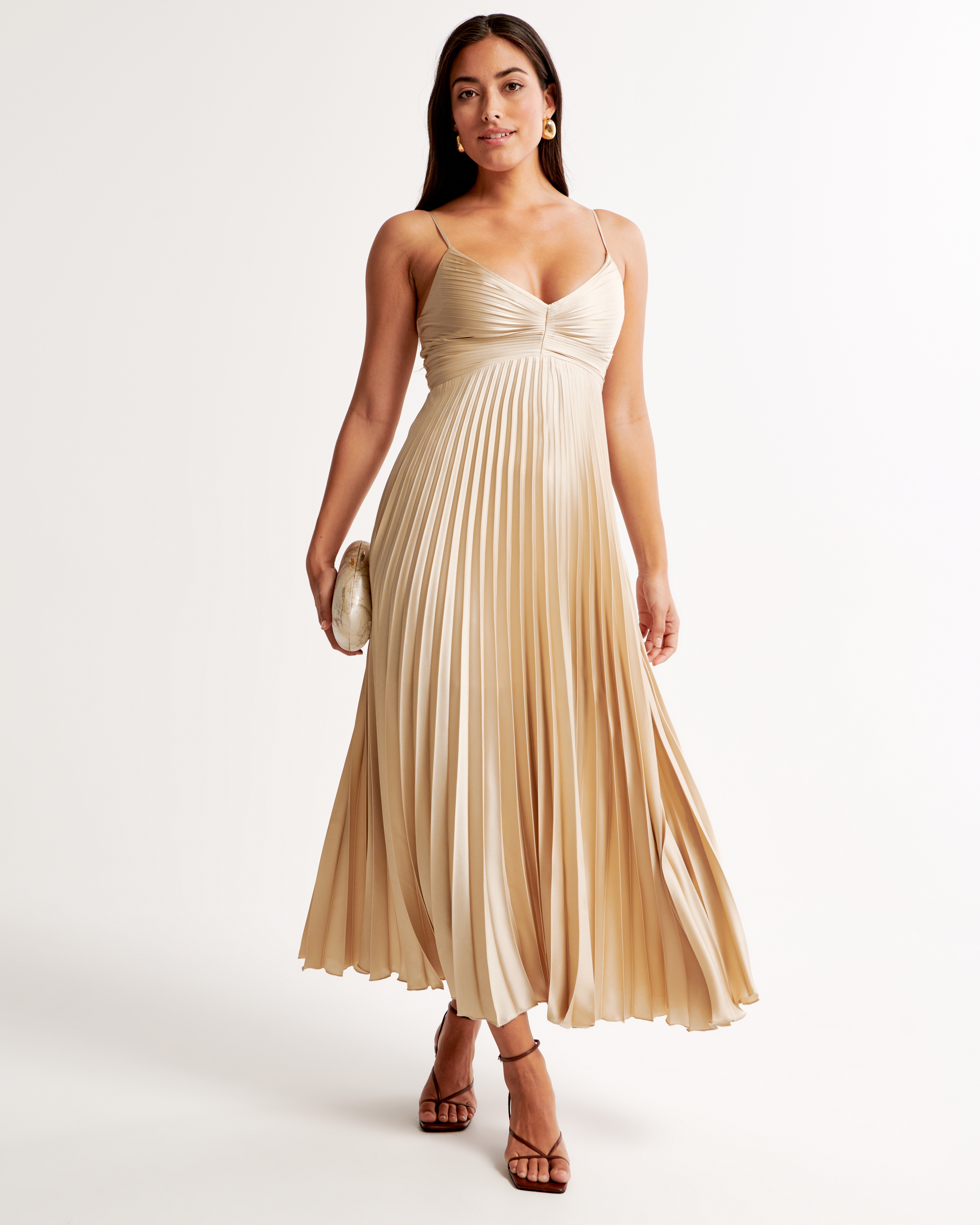 Women's The A&F Giselle Pleated Maxi Dress | Women's Clearance