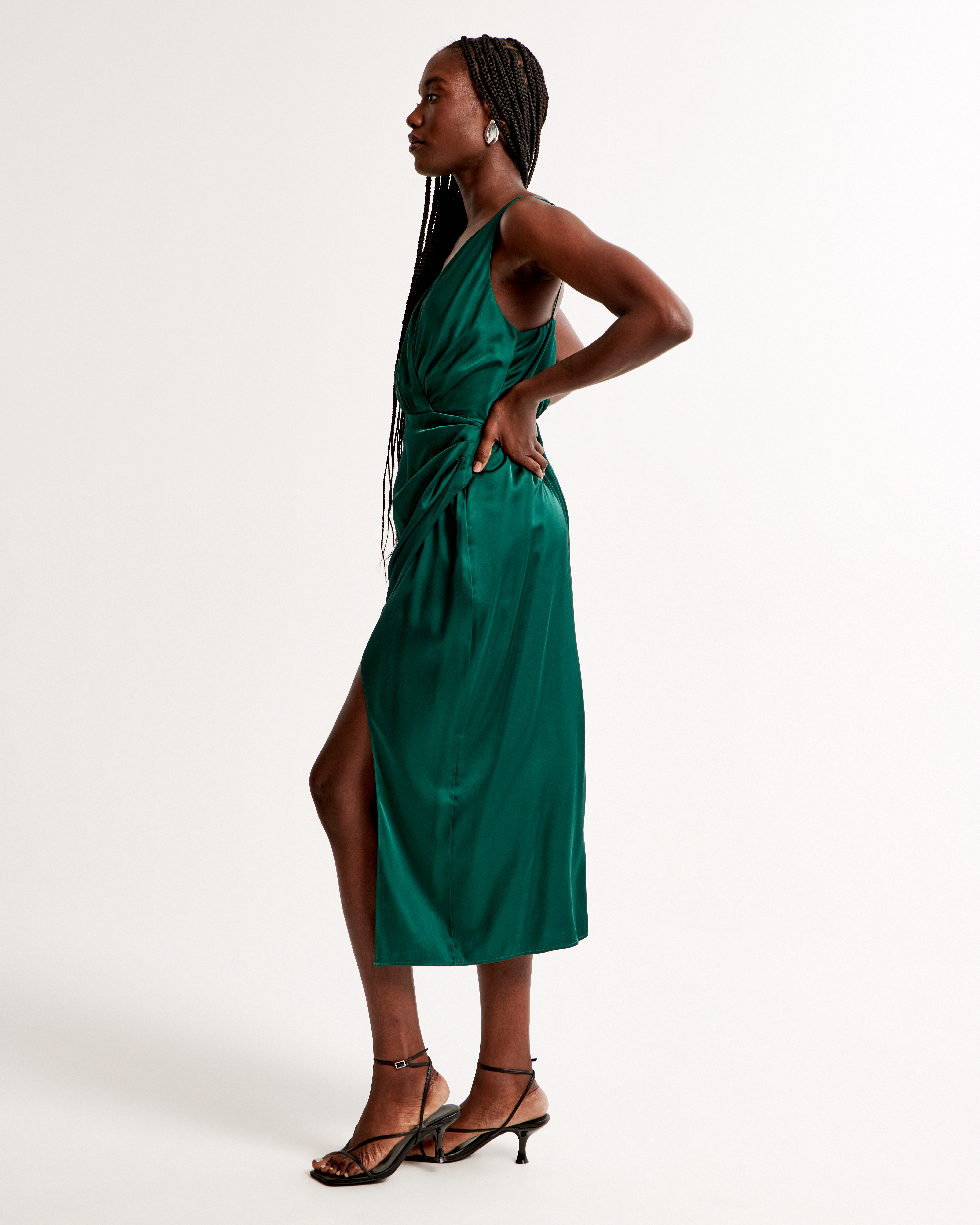 Abercrombie & sale fitch satin midi dress with slit