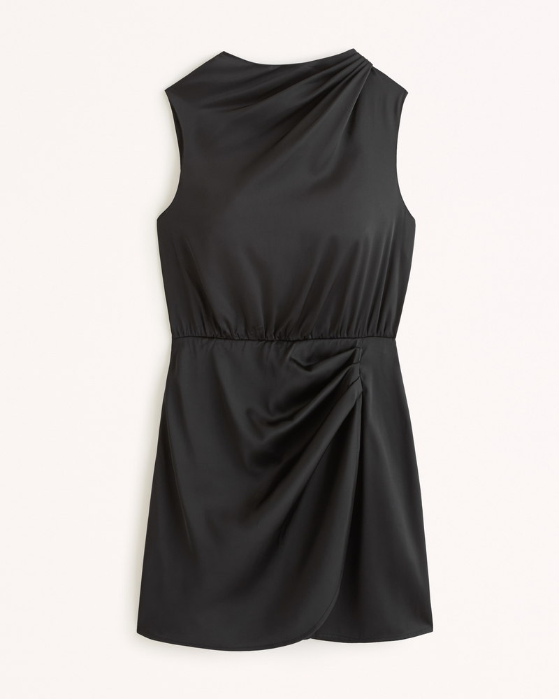 Women's Satin Draped HighNeck Mini Dress Women's Sale