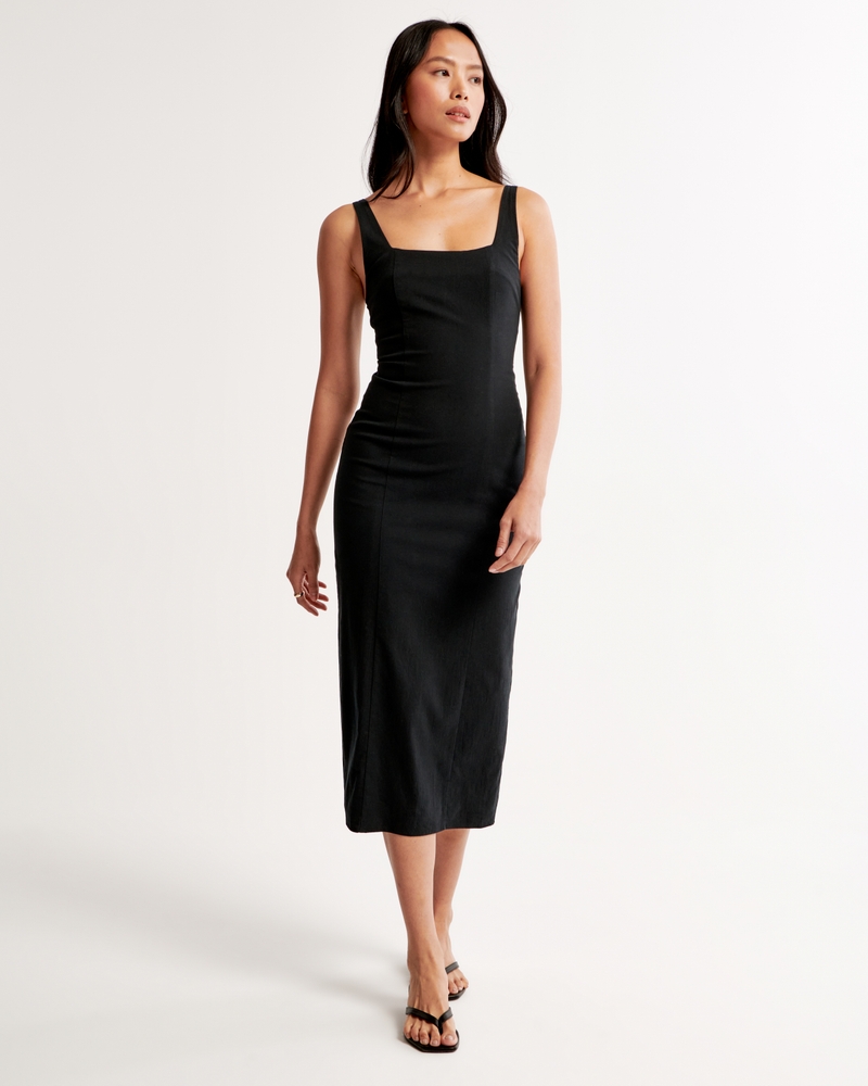 Donna Vestito longuette elasticizzato in cotone | Donna Vestiti e Salopette lunghe | Abercrombie.com