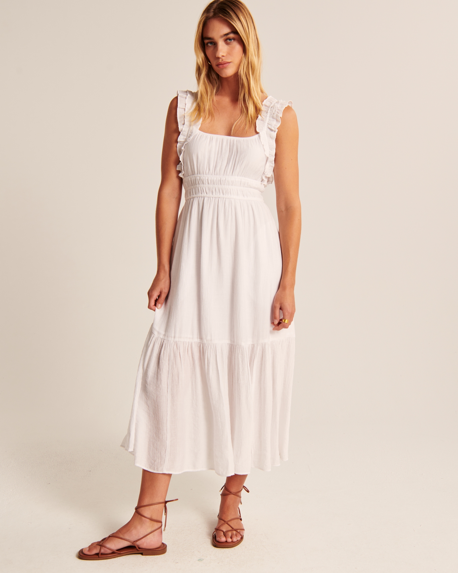 Women's The A&F Giselle Pleated Cutout Maxi Dress, Women's Clearance