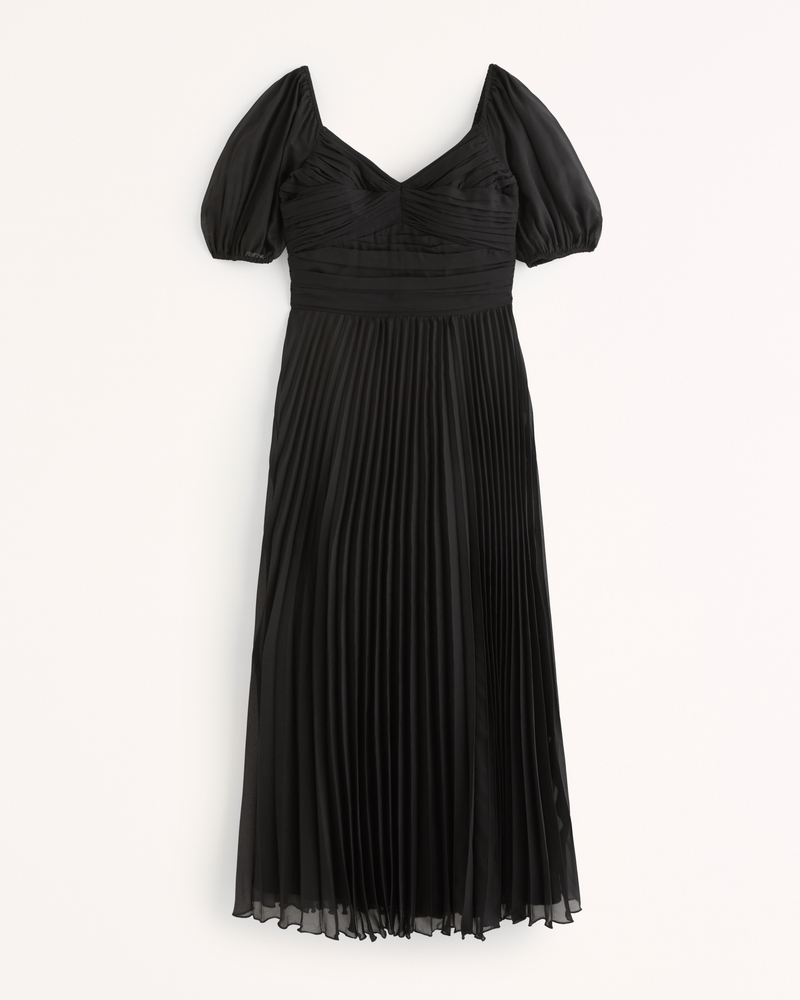 Women's Puff Sleeve Pleated Midi Dress | Women's Clearance ...