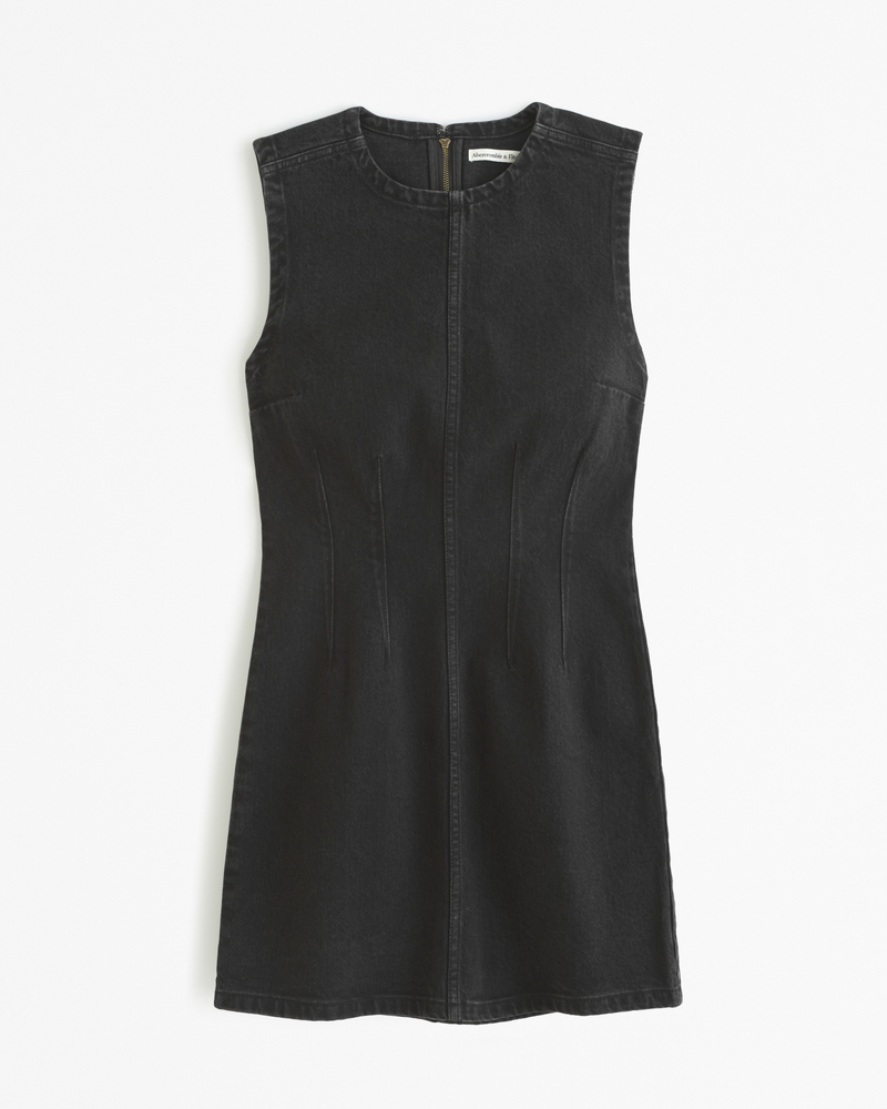Abercrombie & Fitch VNECK EASY SHIFT MINI - Day dress - black