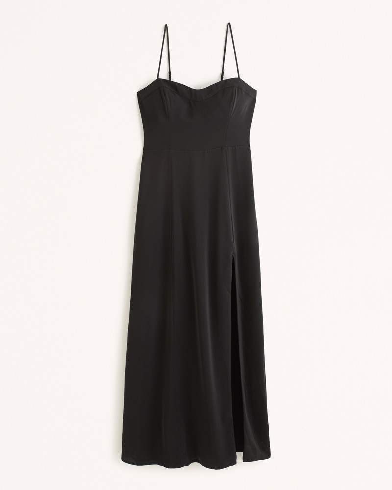Black Satin Camile Slip Dress