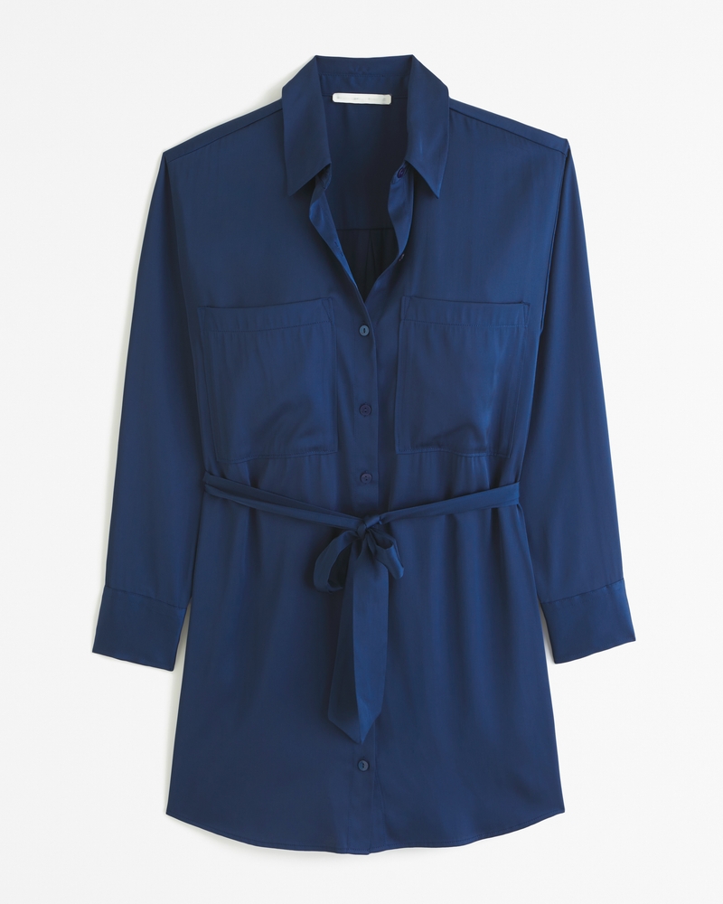 Womens Torrid Zip-Front Shirt Dress - Cupro Navy Blue Size 0 12 Large NWT