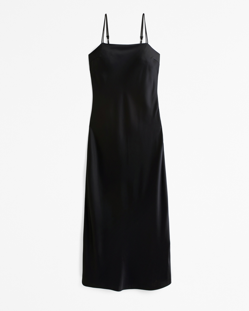Midi Slip Dress in Black