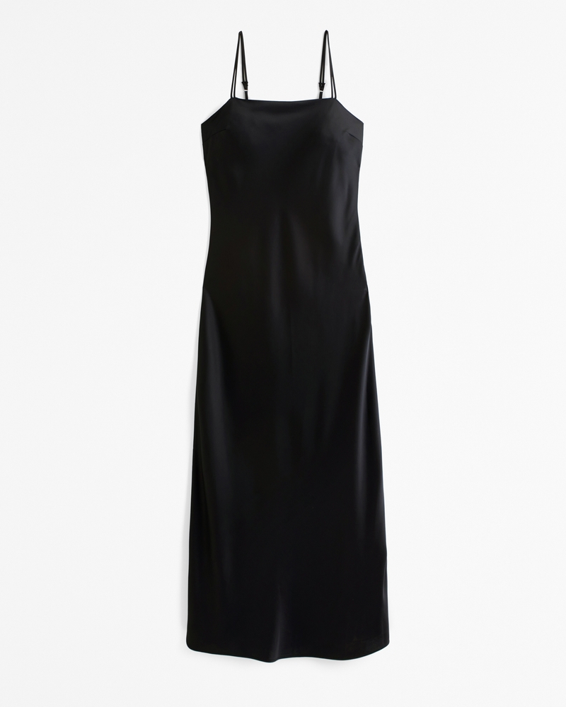 Black slip best sale satin dress