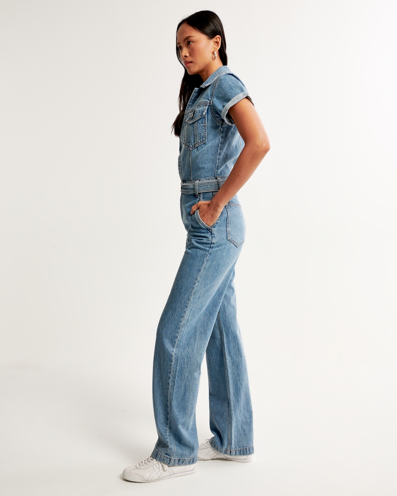 Women's 90s Relaxed Denim Jumpsuit, Women's Clearance