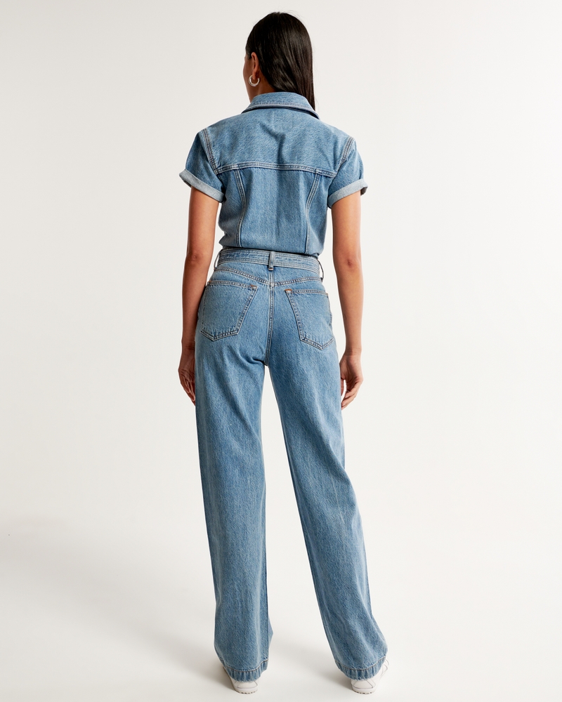 Women's 90s Relaxed Denim Jumpsuit, Women's Clearance