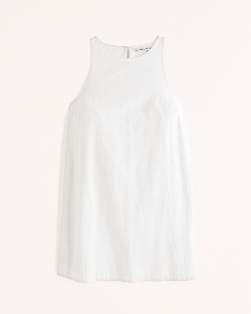 Women's High-Neck Linen-Blend Mini Dress | Women's Dresses & Jumpsuits | Abercrombie.com