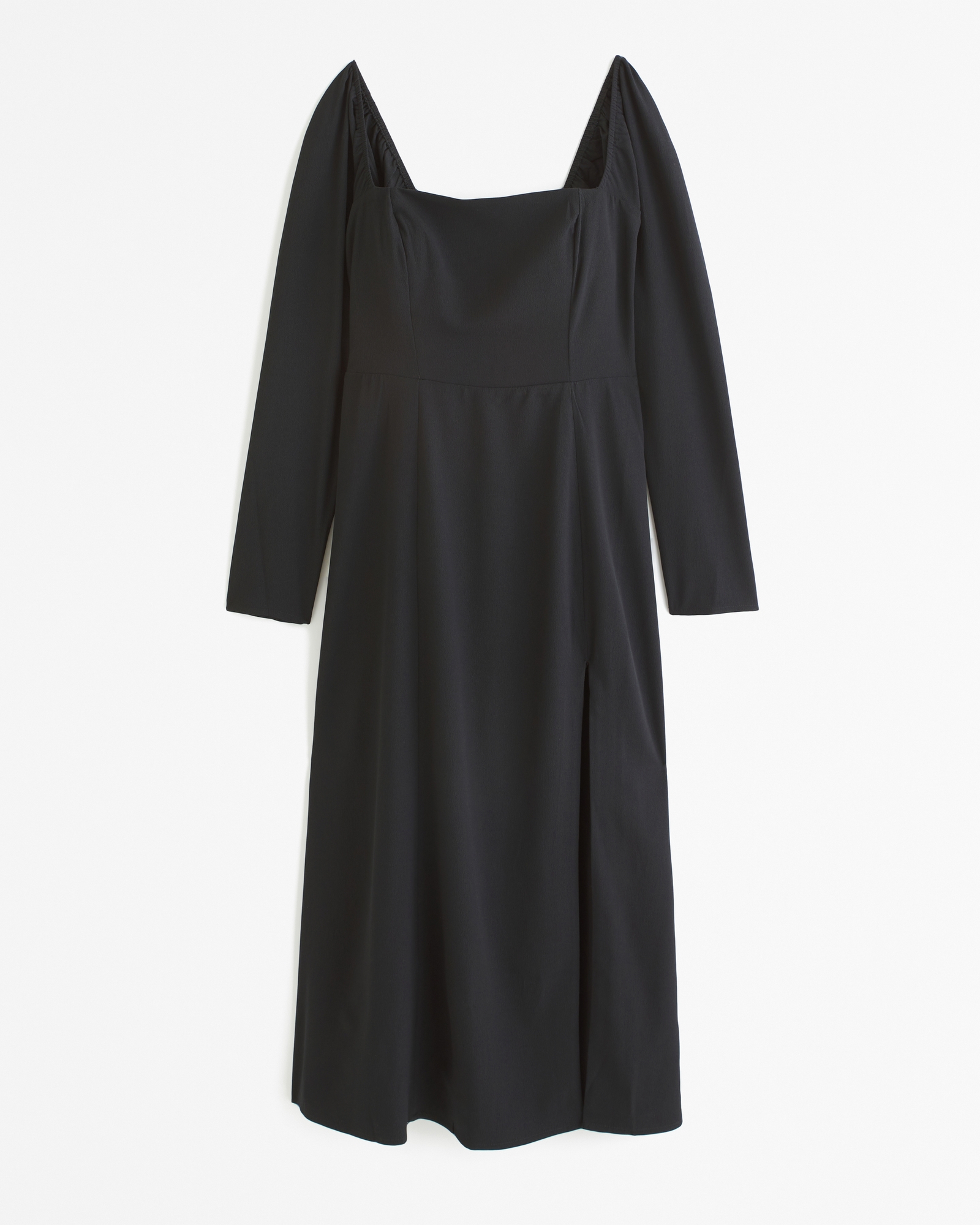 Long-Sleeve Squareneck Midi Dress