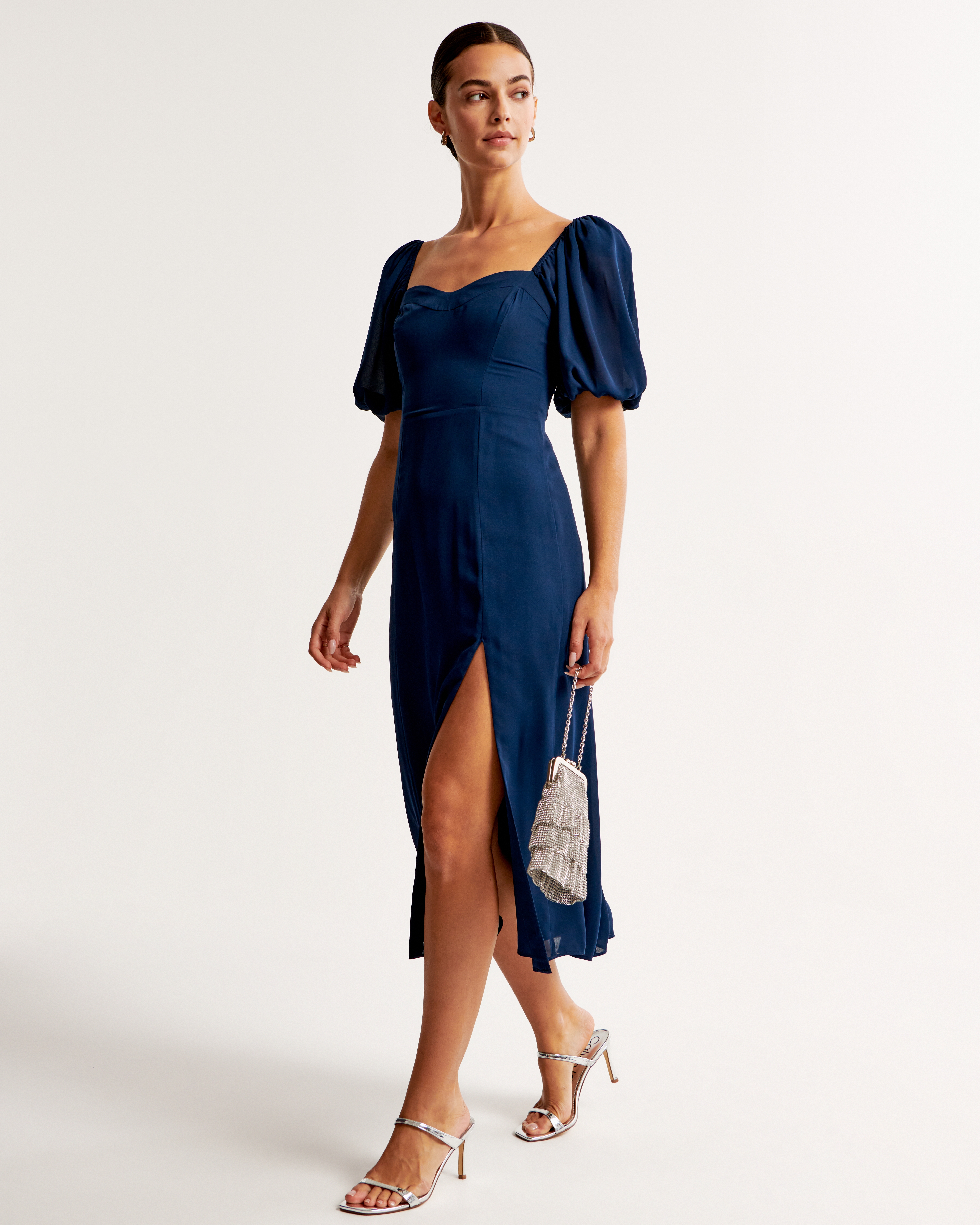 The A&F Camille Puff Sleeve Midi Dress