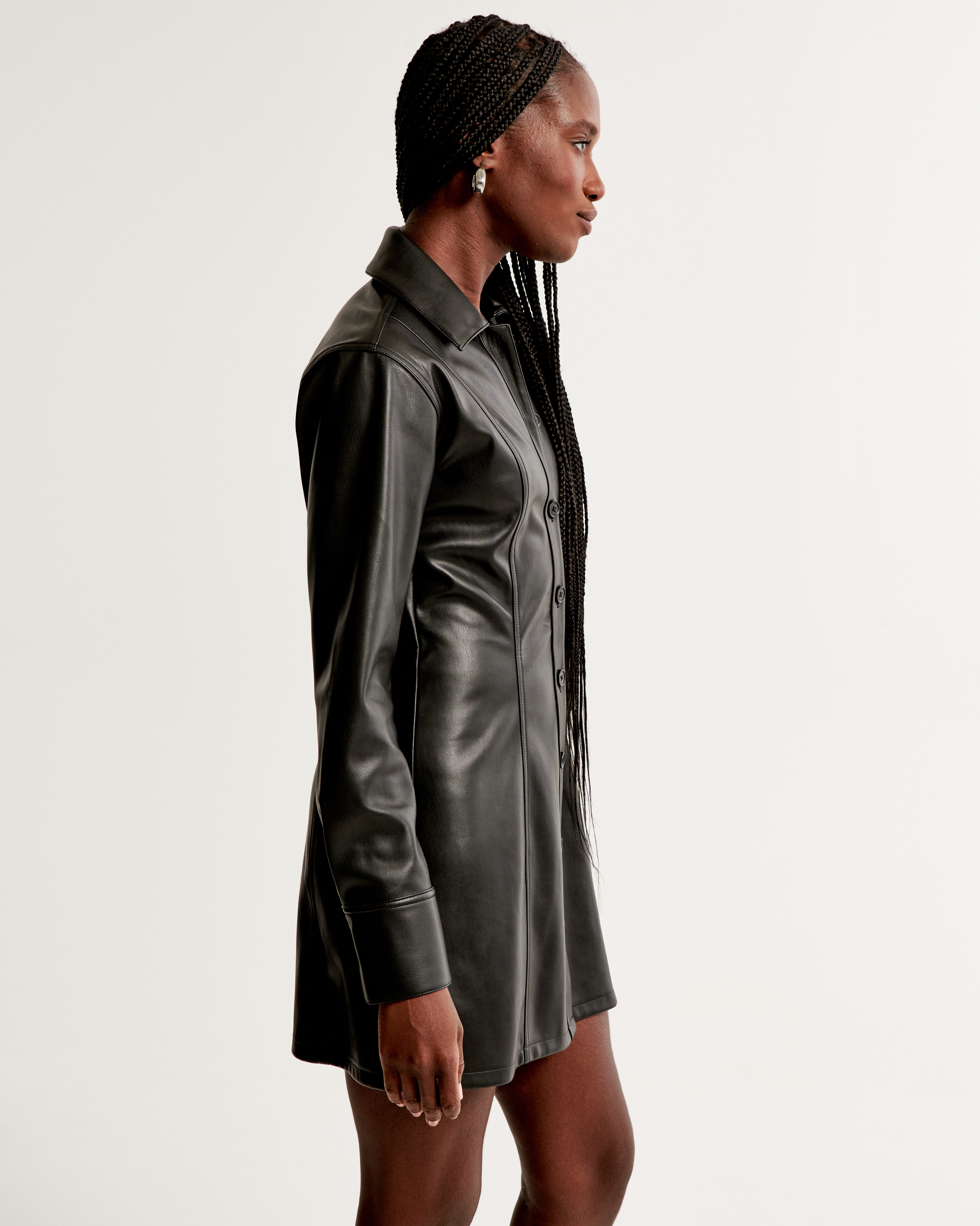 Zara faux outlet leather shirt dress