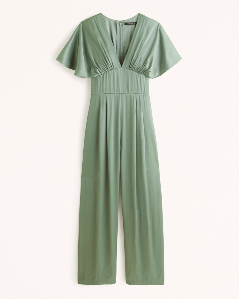 Women's Angel Sleeve Satin Jumpsuit