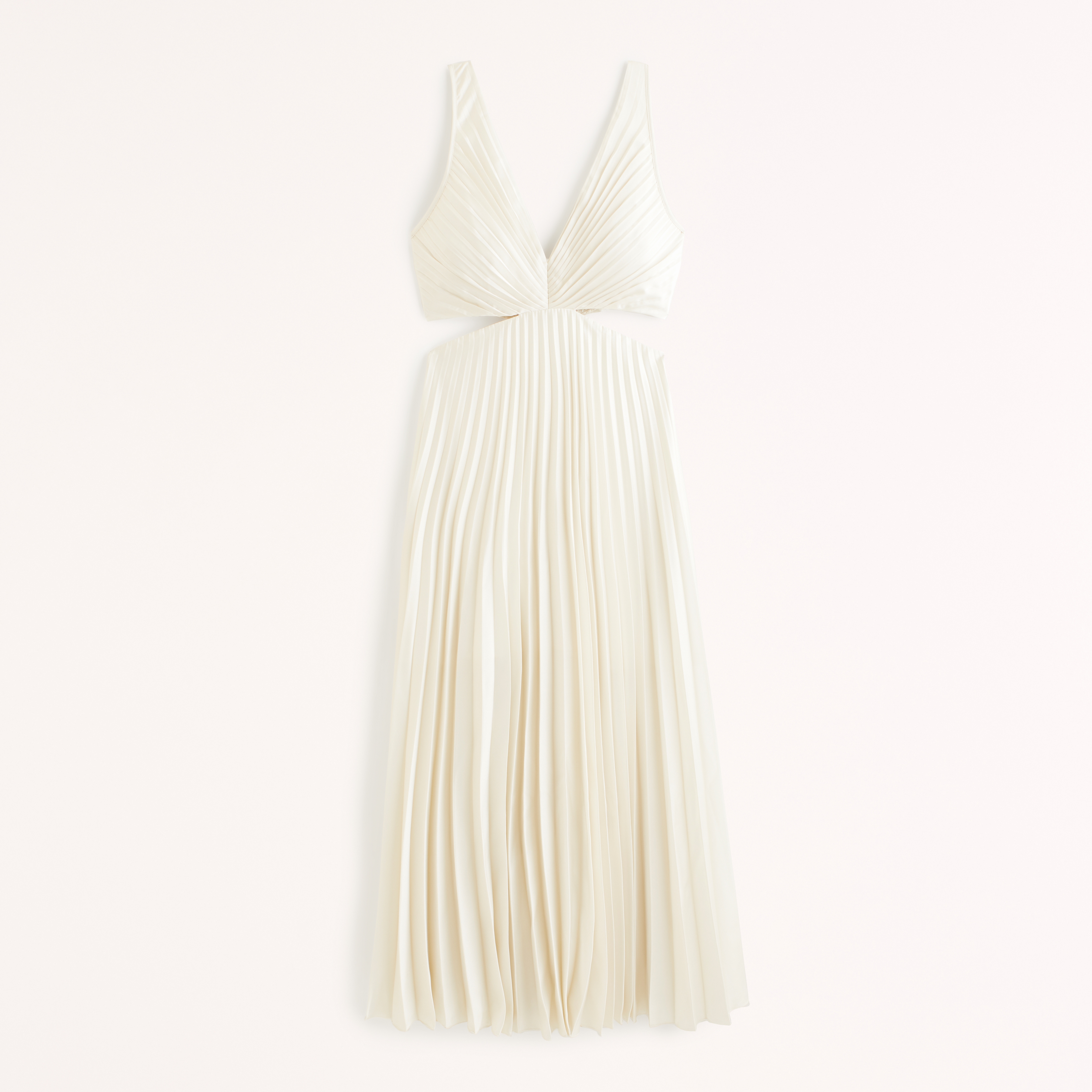 Женское платье Abercrombie & Fitch Satin Pleated Cutout Maxi, цвет: Белый — фото 1