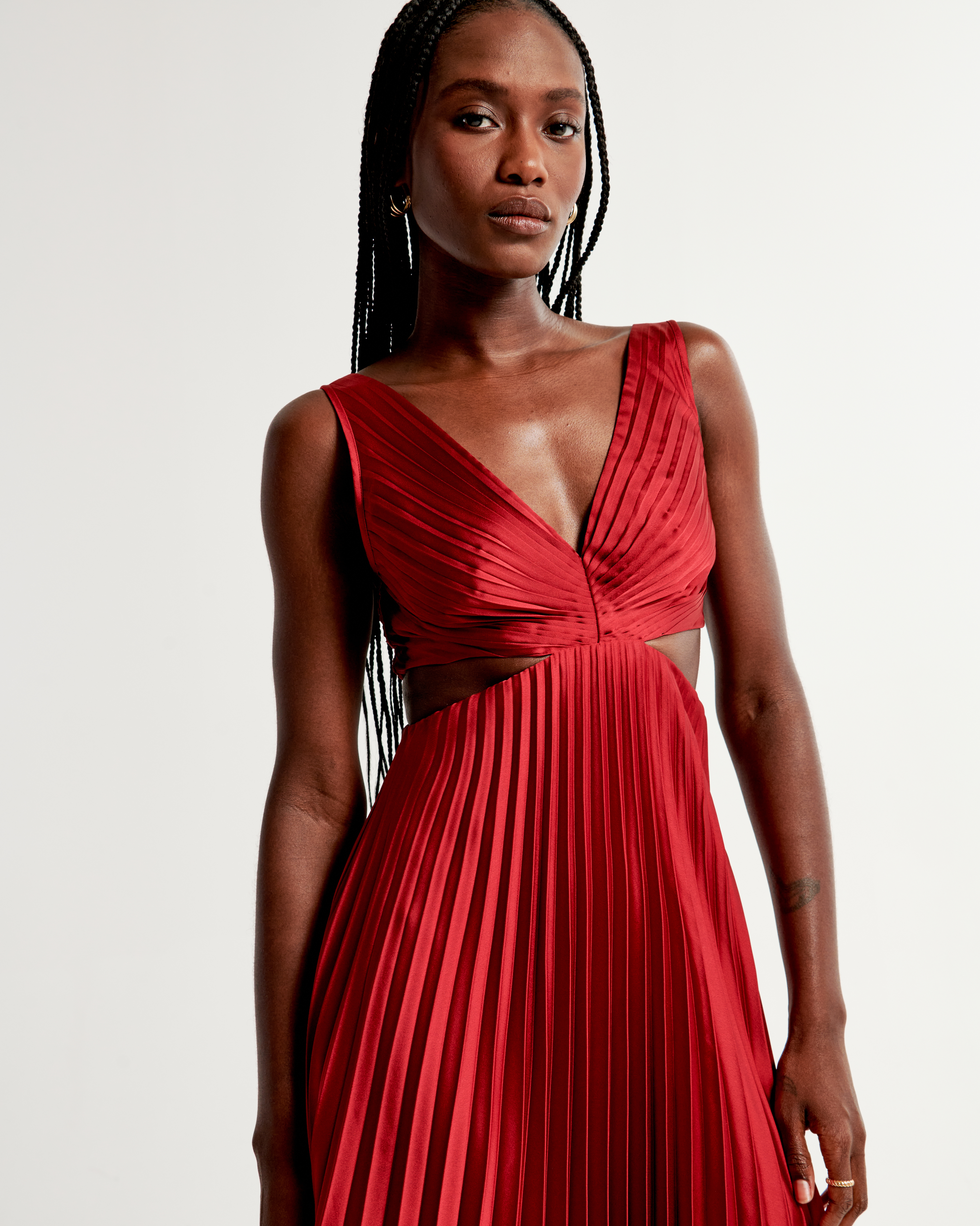 The A F Giselle Pleated Cutout Maxi Dress