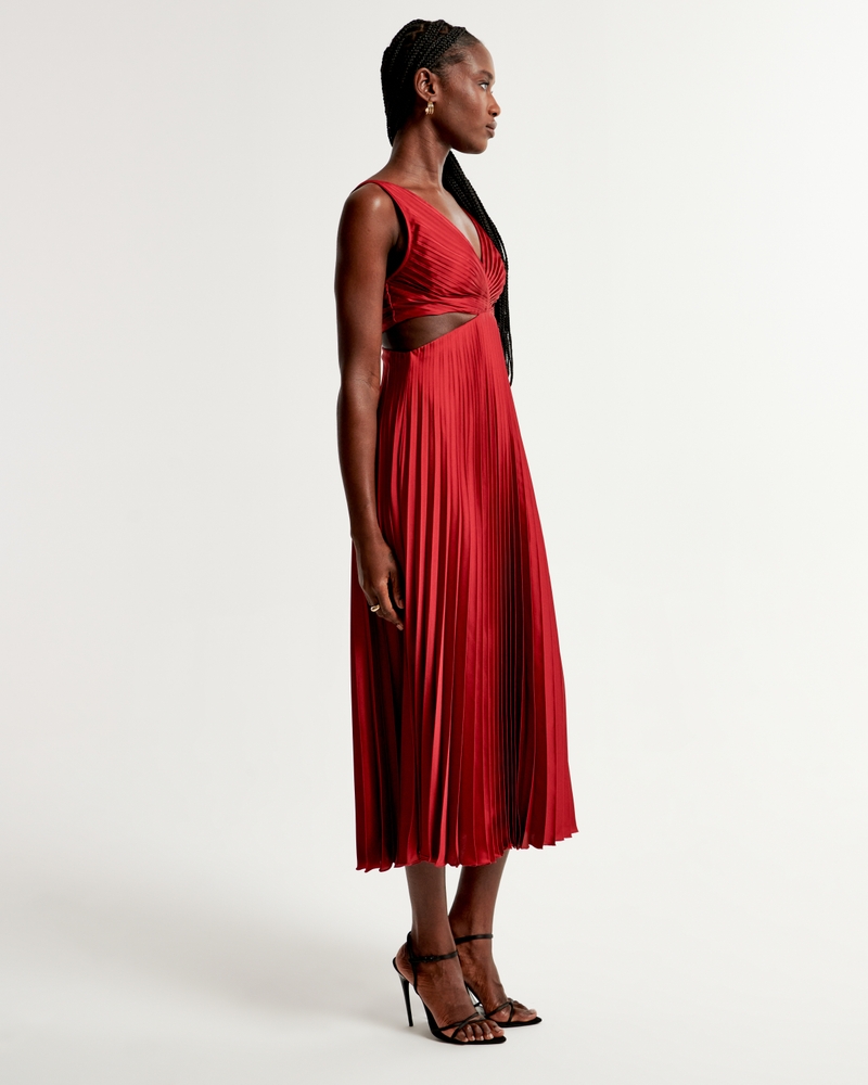 Women's The A&F Giselle Pleated Cutout Maxi Dress