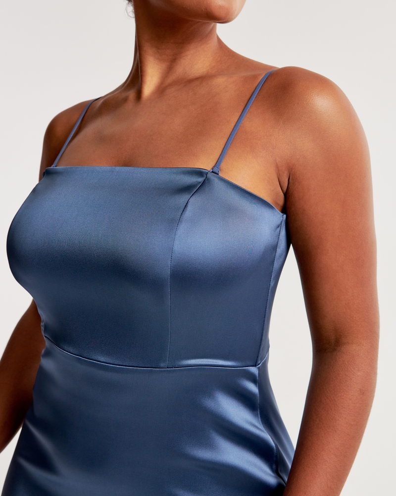 Abercrombie & Fitch blue Satin Cowl Back Slip Dress size medium new