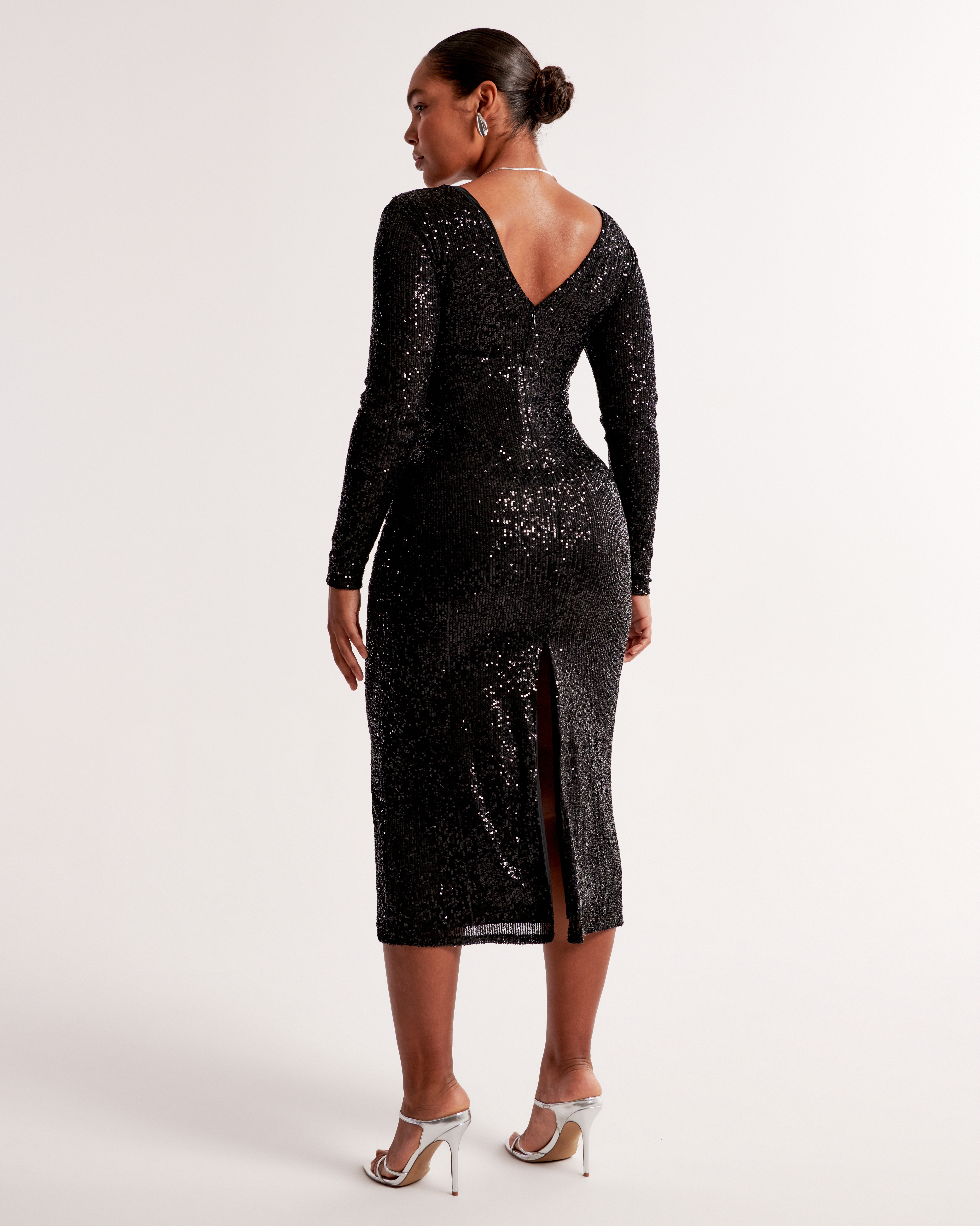 Long sleeve outlet sequin dress midi