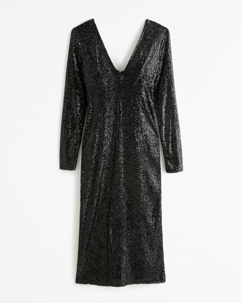 Robe Rare London Col Plongeant à Paillettes Dorées - Taille 10, Manches Longues, Neuf Avec étiquettes