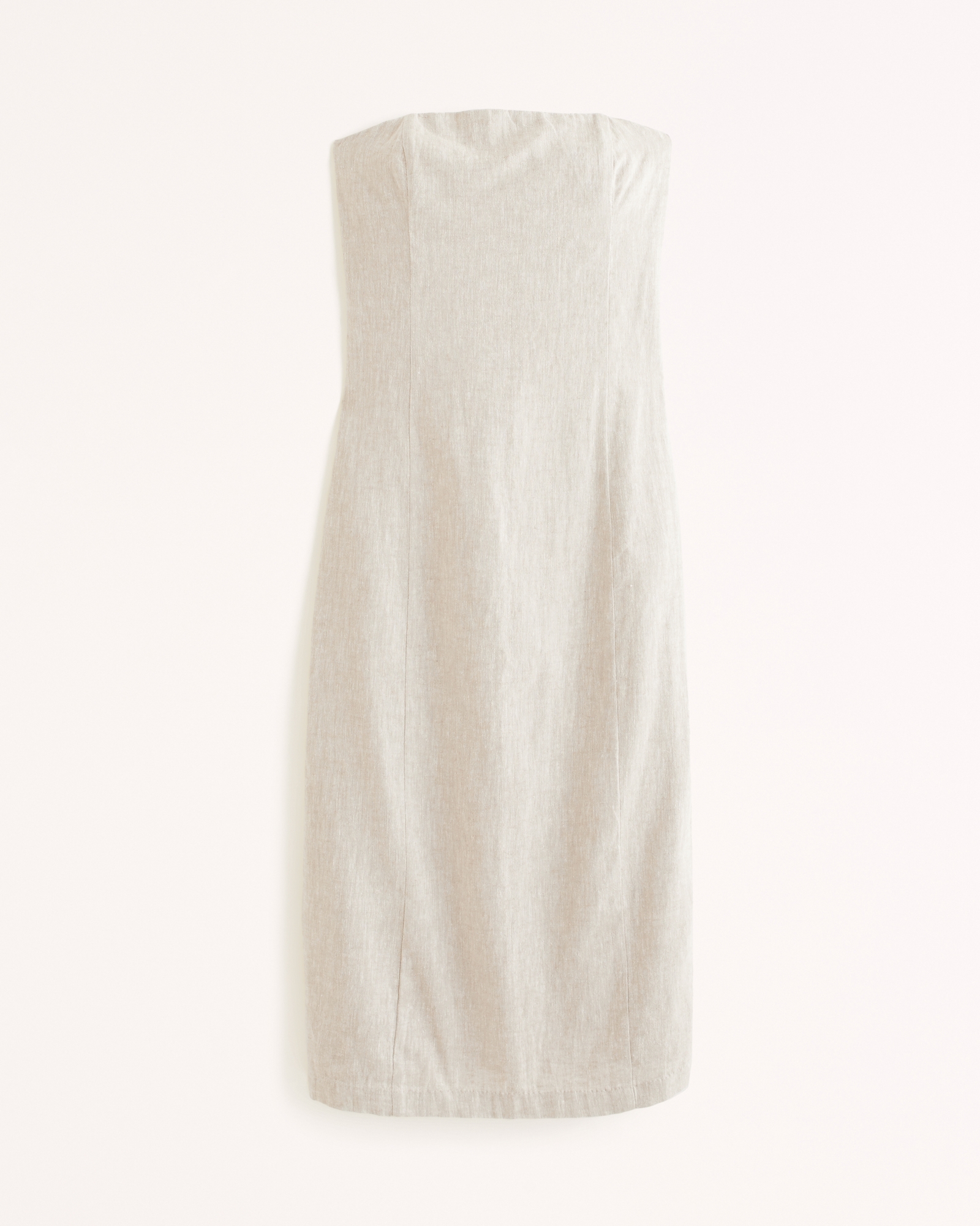 Strapless Linen-Blend Midi Dress