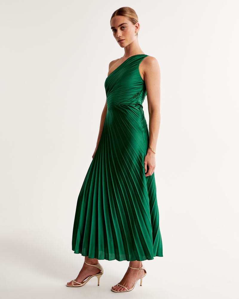 Women's The A&F Giselle Pleated One-Shoulder Maxi Dress
