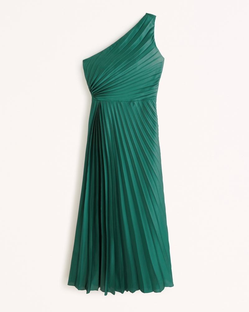 ABIGAIL One Shoulder Maxi Column Dress - Dark Green