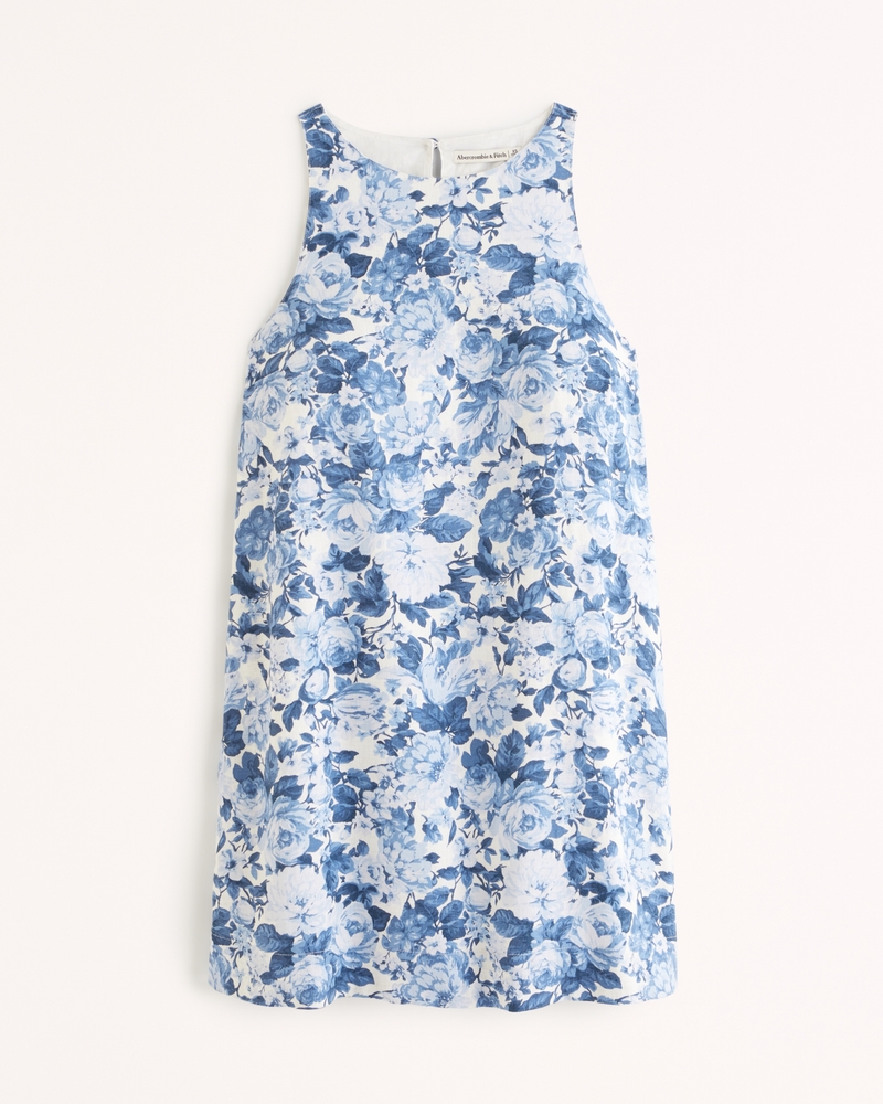 Abercrombie & Fitch &Fitch corset seamed linen mini dress in blue