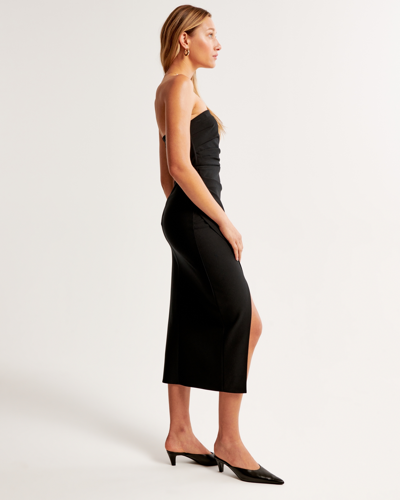 Strapless Crepe Midi Dress