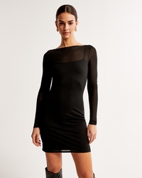 Lace Overlay Long Sleeve Mini Dress - Bordeaux or Black - Just $7