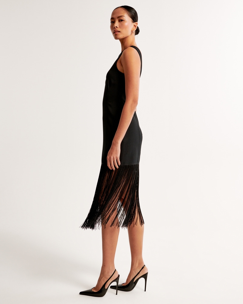 Women's Fringe Mini Dress in Black | Size S | Abercrombie & Fitch